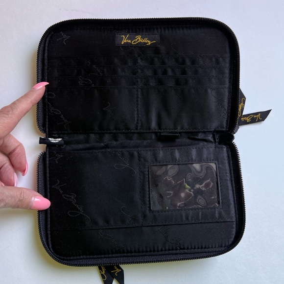Vera Bradley -Wallet/Wristlet -Black with Design in White and Gold - Gently Used - Picture 8 of 12